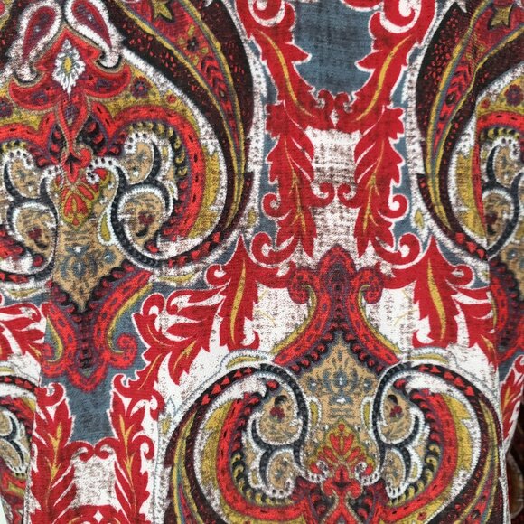 Jones Studio Red Pullover 3/4 Sleeve Paisley Top With Cutouts NEW NWT Size XS - Picture 9 of 14